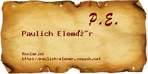 Paulich Elemér névjegykártya